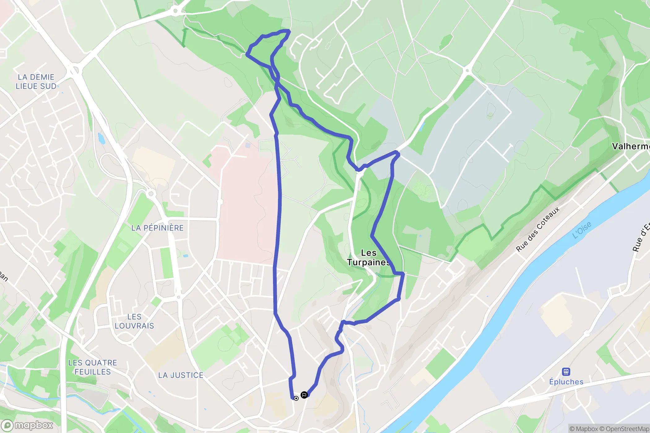 Pontoise : carte du parcours de randonn&eacute;e - France