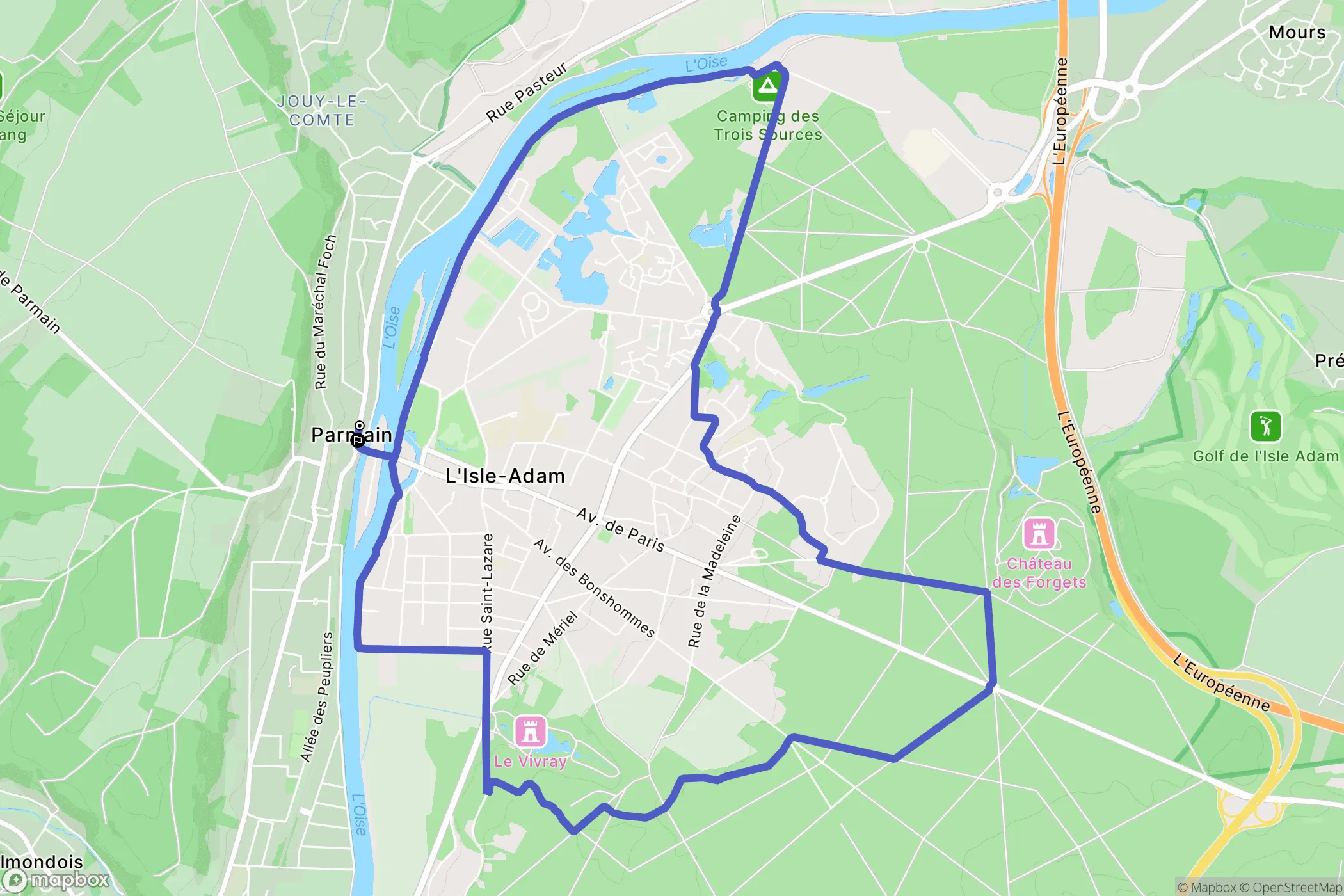 L'Isle-Adam : carte du parcours de randonn&eacute;e - France
