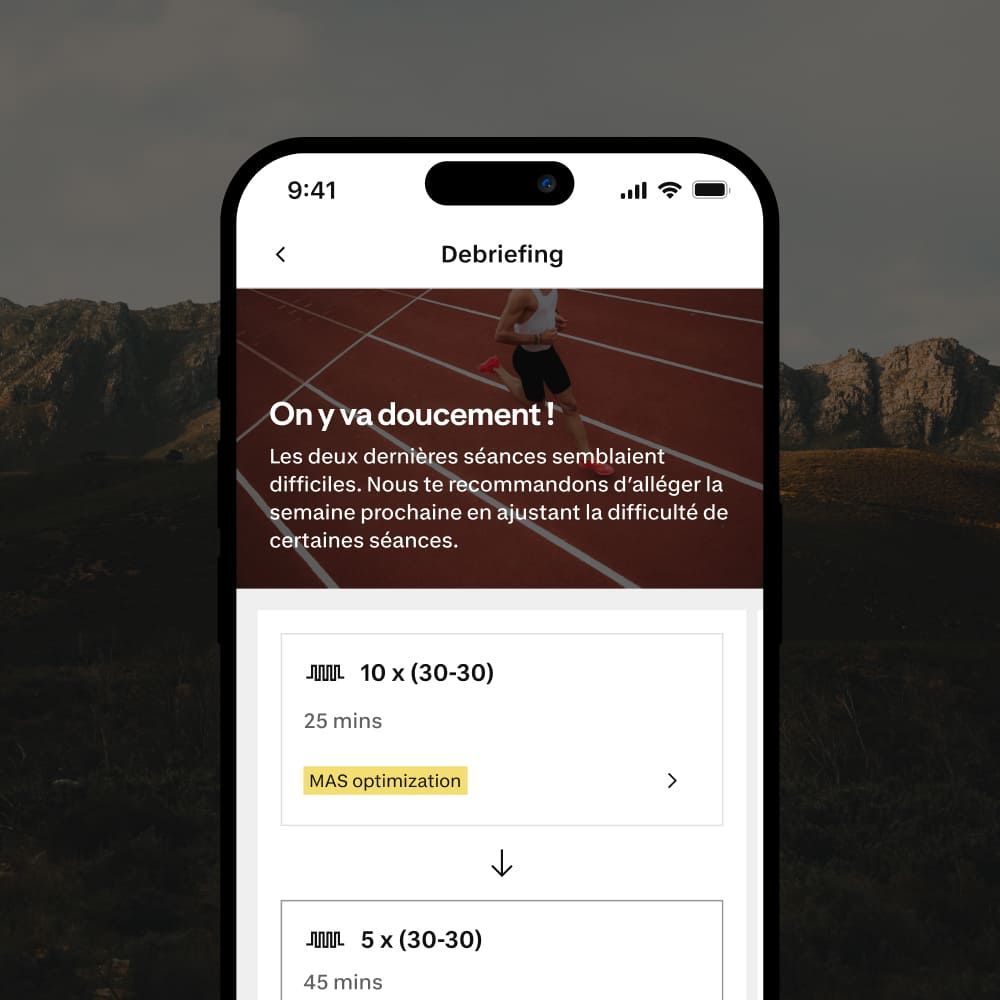 Capture d'écran du debrief du plan d'entraînement de running Kiprun pacer